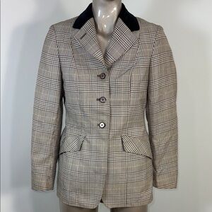 Harry Hall Blazer Plaid Women's Jacket with Black Collar